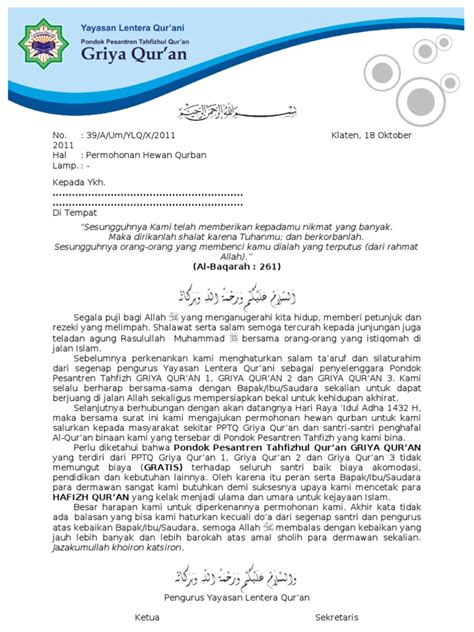 Contoh surat permintaan hewan kurban surat 28. Contoh Surat Permohonan Daging Qurban