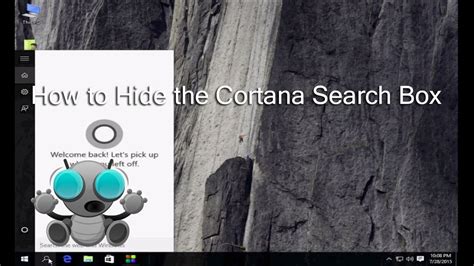 How To Hide The Cortana Search Box In Windows 10 Youtube