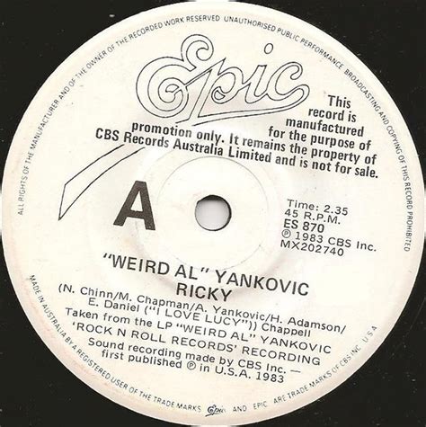 Weird Al Yankovic Ricky 1983 Vinyl Discogs