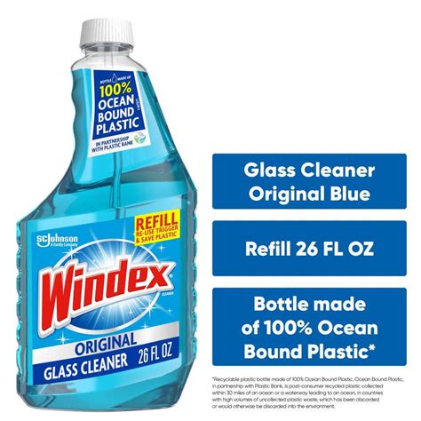Windex 26 Fl Oz Original Blue Glass Cleaner Refill Bottle 329074