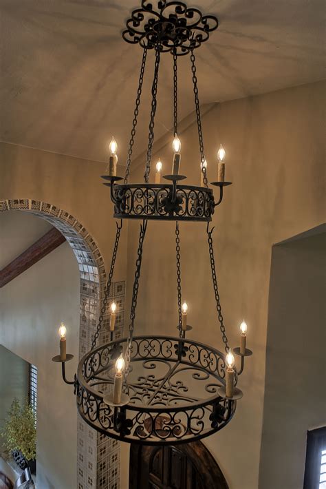 Double Tiered Wrought Iron Chandelier Iron Lighting Wrought Iron