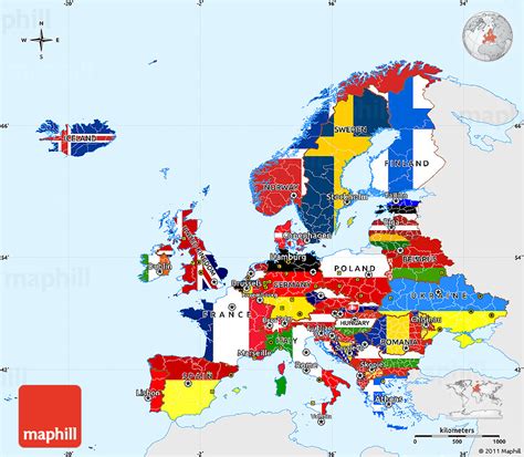 Flag Simple Map Of Europe Single Color Outside