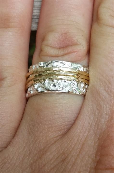 Zilveren En Gouden Ring Sterling Zilver 14 K Gele Goud Etsy Nederland