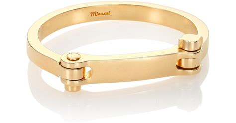Miansai Bolt Cuff Bracelet In Brass Brown For Men Lyst