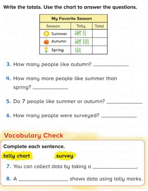 Ma Wednesday Interpreting A Tally Chart Worksheet Tally Chart Hot Sex Picture