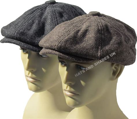 Peaky Blinders Tweed Newsboy Hat Herringbone Gatsby Cap Flat 8 Panel