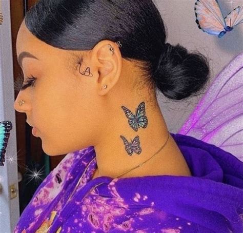 Tatts 🥴 Girl Neck Tattoos Neck Tattoos Women Butterfly Neck Tattoo