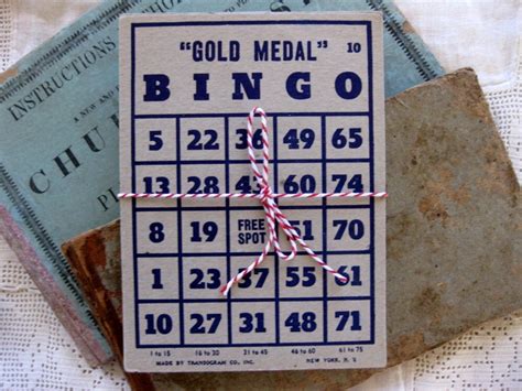 Gorgeous Gold Medal Vintage Bingo Cards Large Size Gray And