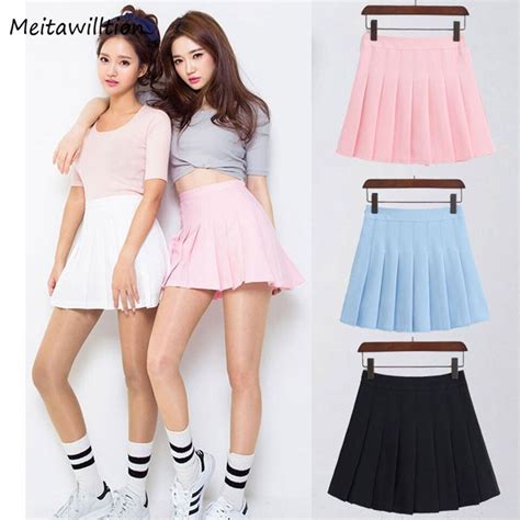 2018 New Summer High Waist Ball Pleated Skirts Harajuku Denim Skirts Solid A Line Sailor Skirt