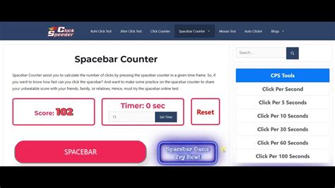 Spacebar Counter Challenge Hit The Spacebar Counter Youtube