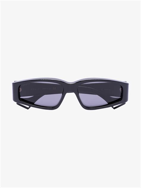 Gucci Eyewear Black Rectangle Sunglasses Browns
