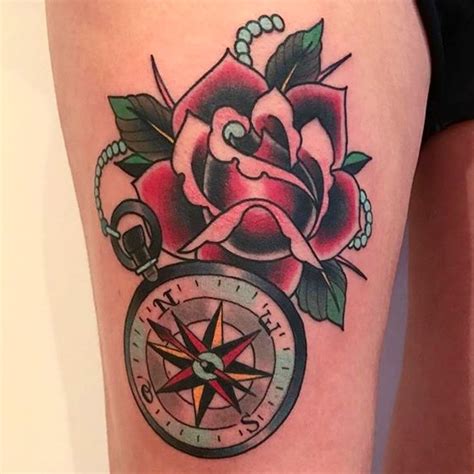 Compass And Rose By Jace Traditional Tattoo Tattoos Compass Tattoo