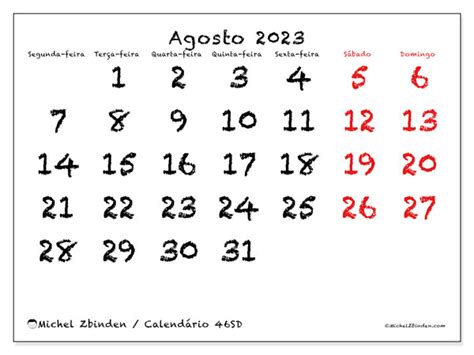 Calendario Agosto 2023 Para Imprimir Portugues Reverasite