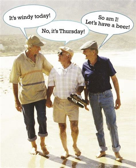 Three Men Standing On The Beach Talking To Each Other With Speech Bubbles Above Their Heads