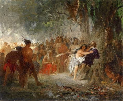 Pocahontas Saving The Life Of Captain John Smith Painting By Johann