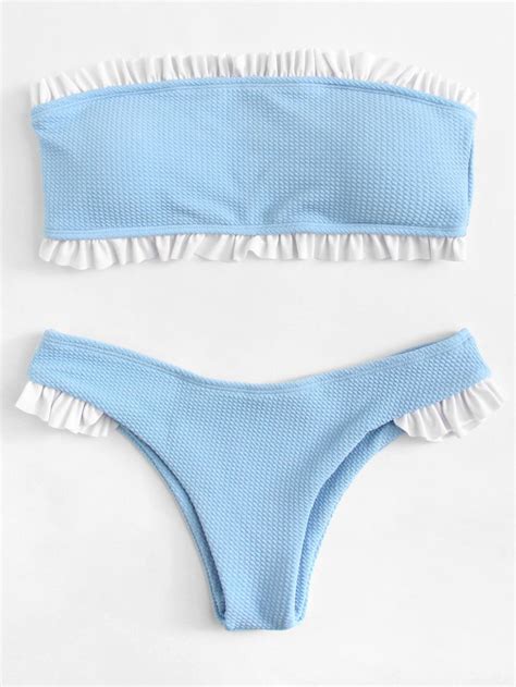 Frill Trim Bandeau Bikini Set Sheinsheinside Bikinis Bandeau