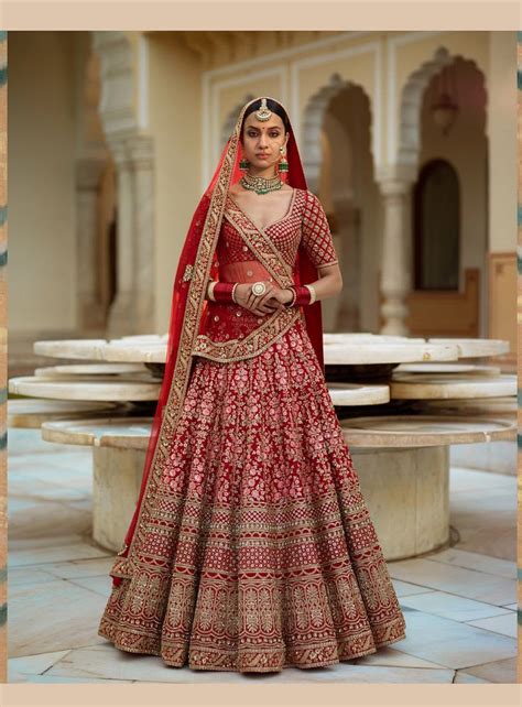 Sabyasachi Inspired Red Color Wedding Lehenga Choli Etsy Indian Bride