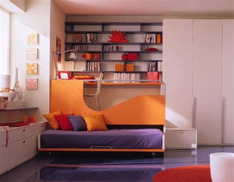 Space efficient furniture such as loft beds, bunk beds, bed with storage drawers underneath are a must in cramped quarters. Home Quotes: Teen bedroom designs: Modern Space saving ...