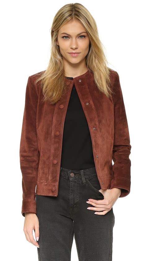 Suede jacket with seams and zippers. Helmut Lang Suede Jacket in Brown - Lyst