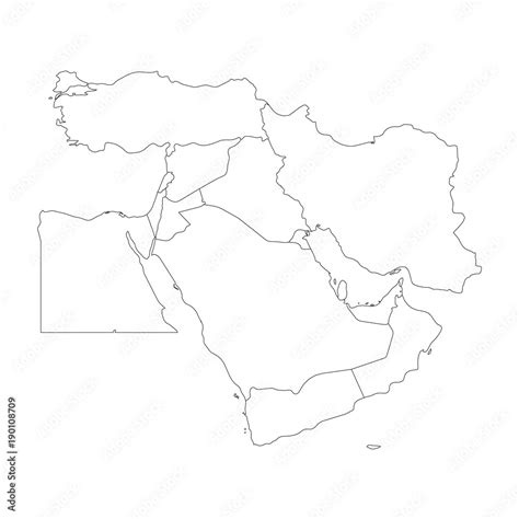 Blank Map Of Middle East Or Near East Simple Flat Outline Vector