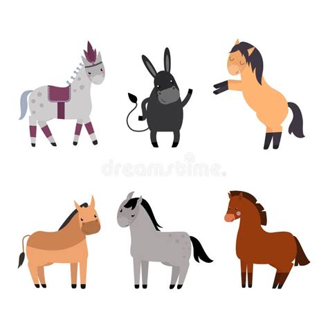Different Horses Breed Vector Set Stock Vector Illustration Of Pony