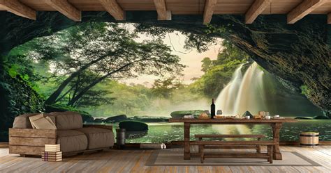 Beautiful Forest Mural Wallpaper Scenery Nature Mural Etsy