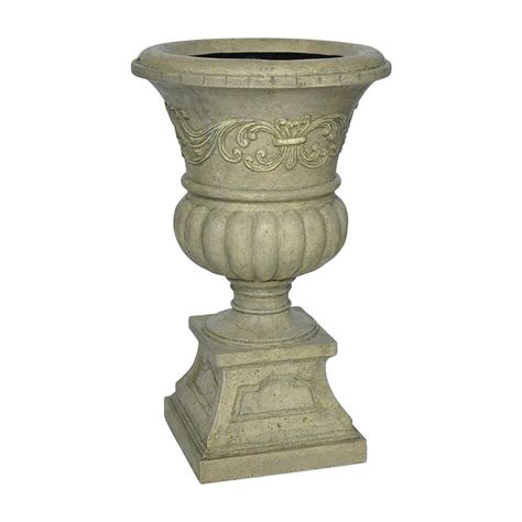 Mpg 265 In H Cast Stone Entrance Urn Planter On A Square Pedestal In
