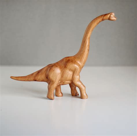 Wooden Hand Carved Dinosaur Brachiosaurus Dinosaur Figurine Inspire Uplift Wood Carving