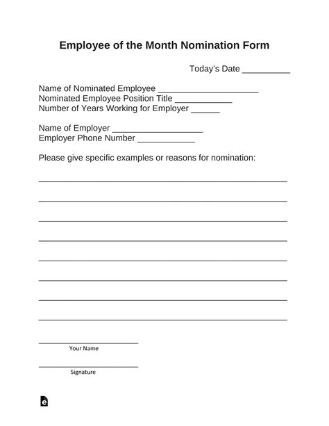 Free Employee Of The Month Nomination Form Pdf Word Eforms Sexiz Pix