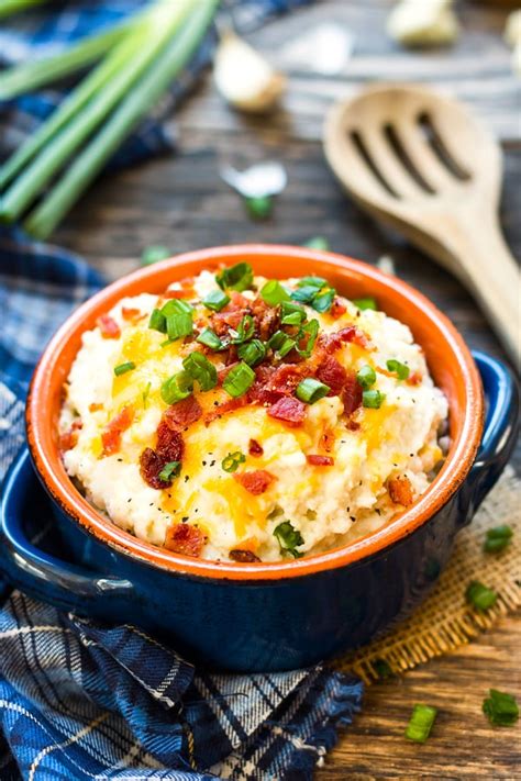 Loaded Cauliflower Mashed Potatoes Gluten Free And Low Carb