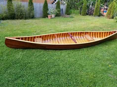 American Trader Red Cedar Plank And Rib Wood Canoe 16 Foot For Sale
