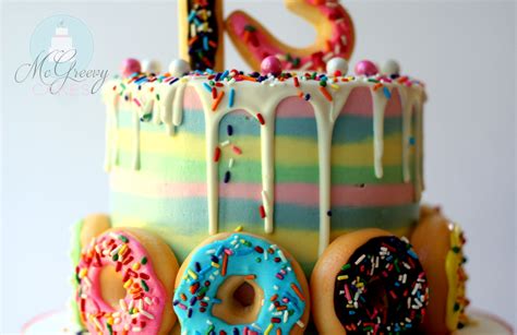 Drippy Ganache And Buttercream Stripes Donut Cake Cakeheads