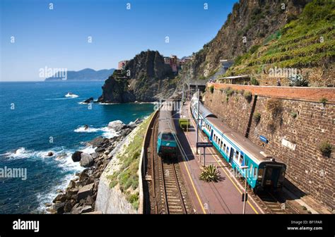 Manarola Train Station Cinque Terre Liguria Italy Stock Photo Alamy