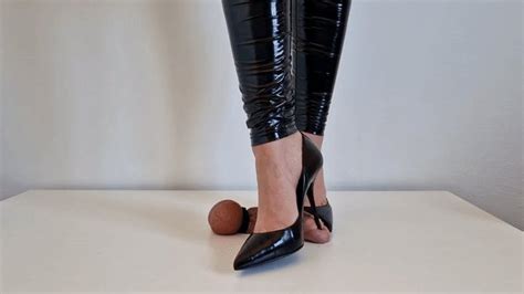 Lady Latisha Cbt Trample Board Dolce And Gabbana Black Leather Stilettos Shoejob Close Up