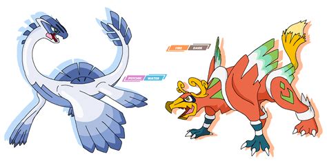 Ocean Soul Lugia And Beast Heart Ho Oh By Jwnutz Pokemon Fusion Art