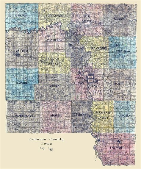 1905 Map Of Johnson County Iowa Etsy