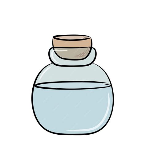 Premium Vector Colorful Drawing Of A Glass Vial With A Liquid Inside The Jar Is Closed With A