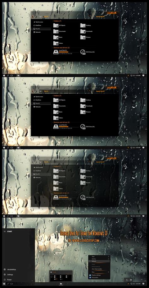 Orange Dark Alt Aero Theme For Windows 10 Cleodesktop