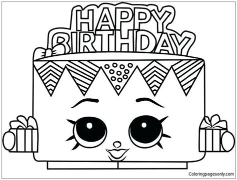 Cute birthday cake shopkins coloring pages. Cake Happy Birthday Shopkins Coloring Page - Free Coloring ...