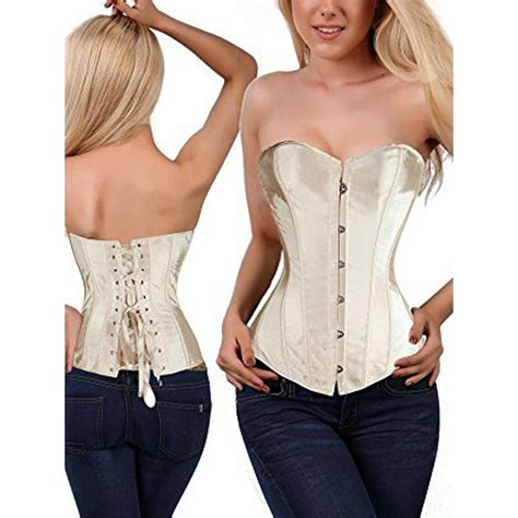 Sayfut Sayfut Womens Satin Corset Intimates Sexy Plus Size Overbust Corset Shapewear Top