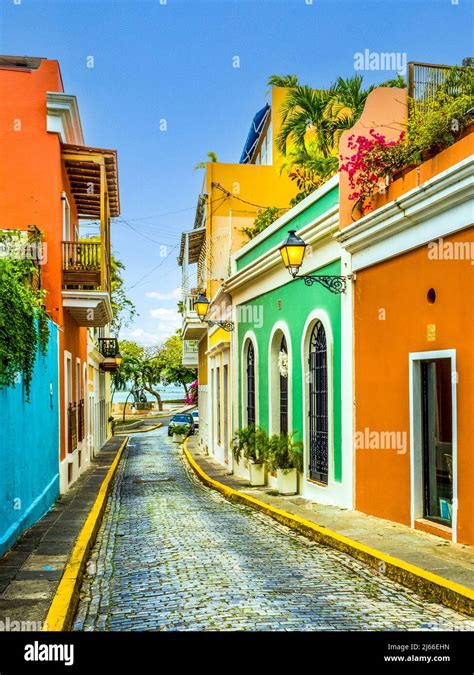 Colorful Street Scene In Old San Juan Puerto Rico Stock Photo Alamy