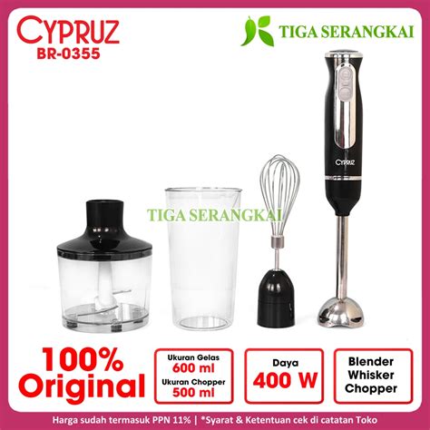 Jual Cypruz Hand Blender Tangan Set 3 In 1 Chopper Whisker Br 0355