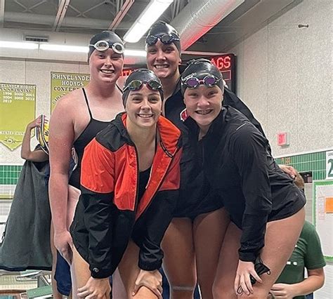 Marshfield Girls Swim Team Sets New Meet Records Wins Four Events At