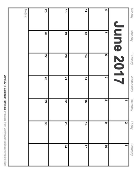 Free Printable June 2017 Calendar