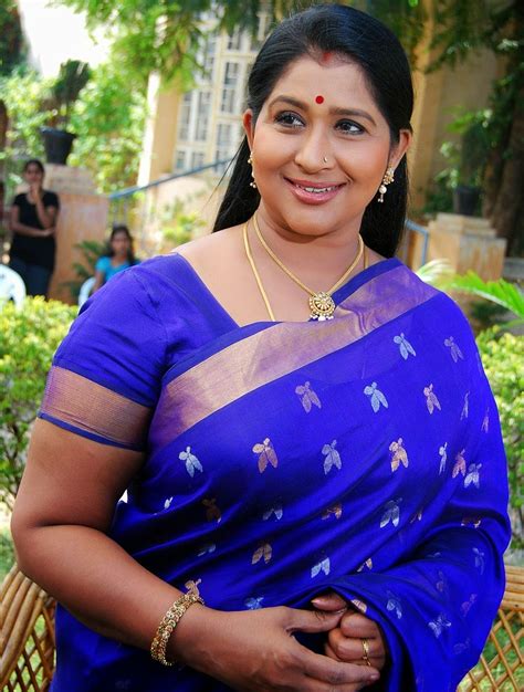 kavitha aunty in blue saree south indian aunties