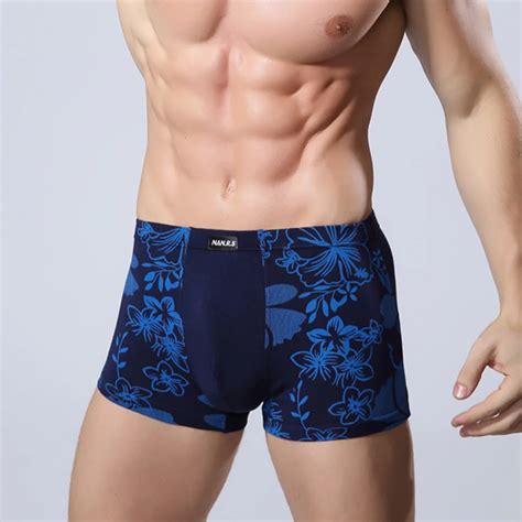 Good Quality Bamboo Fiber Mens Underwear U Pouch Printed Boxer Shorts Breathable Male Sexy