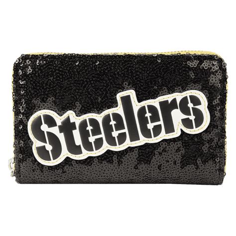 Buy Nfl Pittsburgh Steelers Sequin Zip Around Wallet At Loungefly