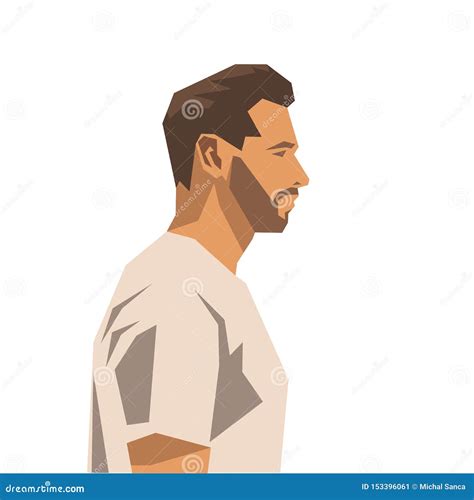 Head Of Handsome Man Profile Side View Abstract Geometric Avatar