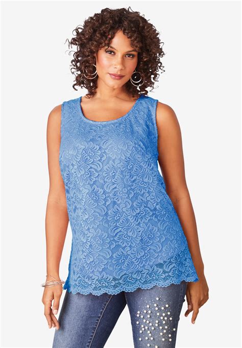 Stretch Lace Tank Top Plus Sizetees And Knit Tops Roamans