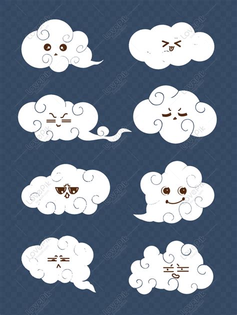 Free Cute Cartoon Minimal Expression White Clouds Free Png Png And Psd